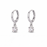 Larmes de Lune Stone Hoop Earrings | White Gold