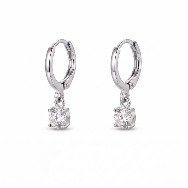 Larmes de Lune Stone Hoop Earrings | White Gold