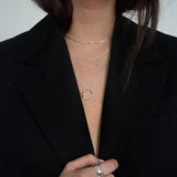 Open Circle Three Row Necklace | White Gold