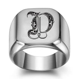 Classic Noble Initial Ring | White Gold