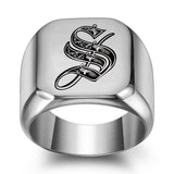 Classic Noble Initial Ring | White Gold
