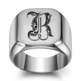 Classic Noble Initial Ring | White Gold