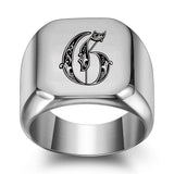 Classic Noble Initial Ring | White Gold
