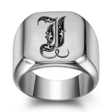 Classic Noble Initial Ring | White Gold