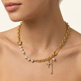 Zeraphine Diamond Pearl Gold Necklace