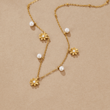 Autumn Flower & Pearl Necklace