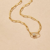 Crystal Paperclip Charm Necklace