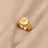 Golden Hummingbird Signet Ring