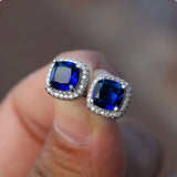 Sapphire Square Stud Earrings